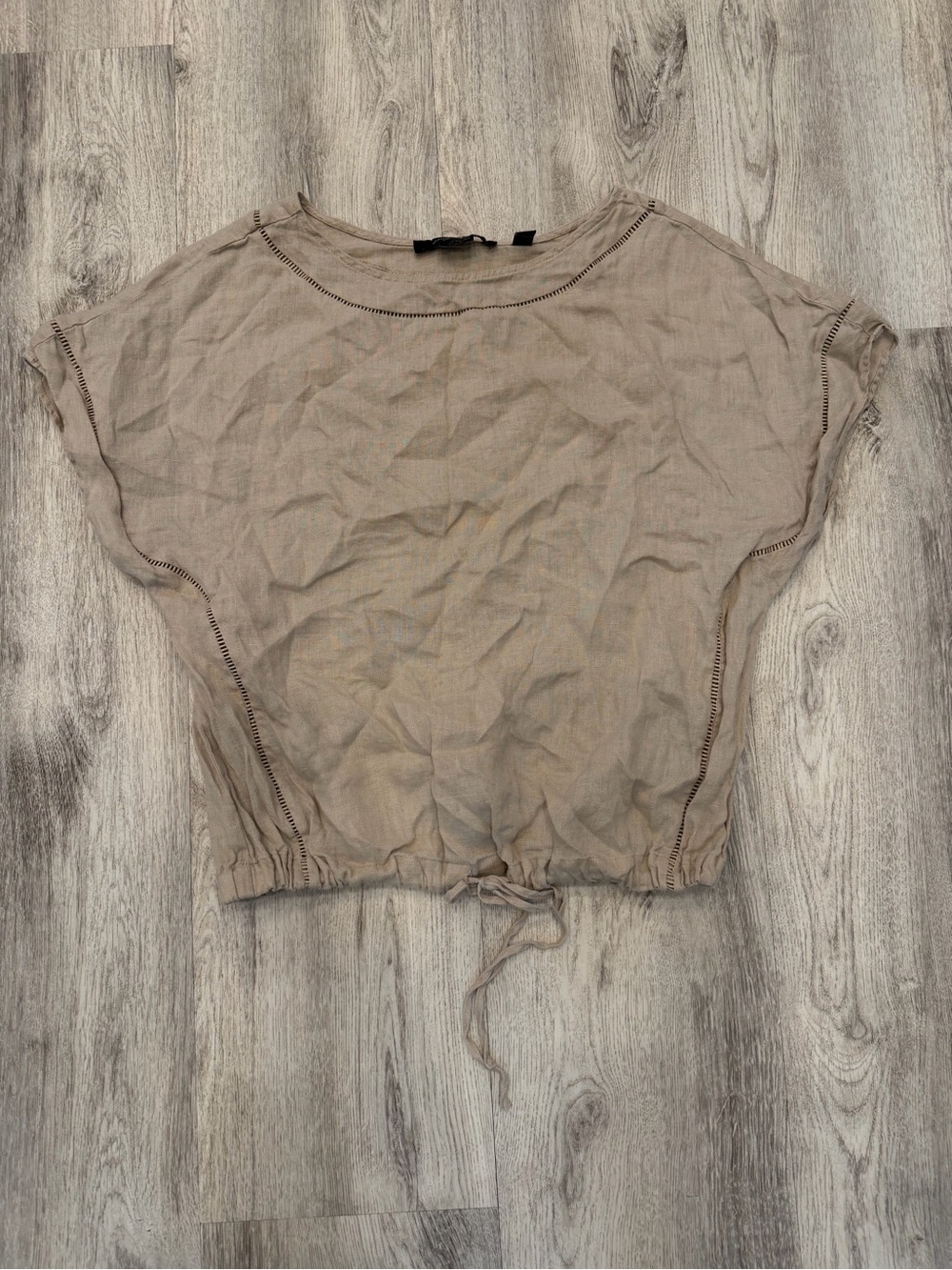Marc New York Andrew Marc Small 100% Linen Drawstring Top